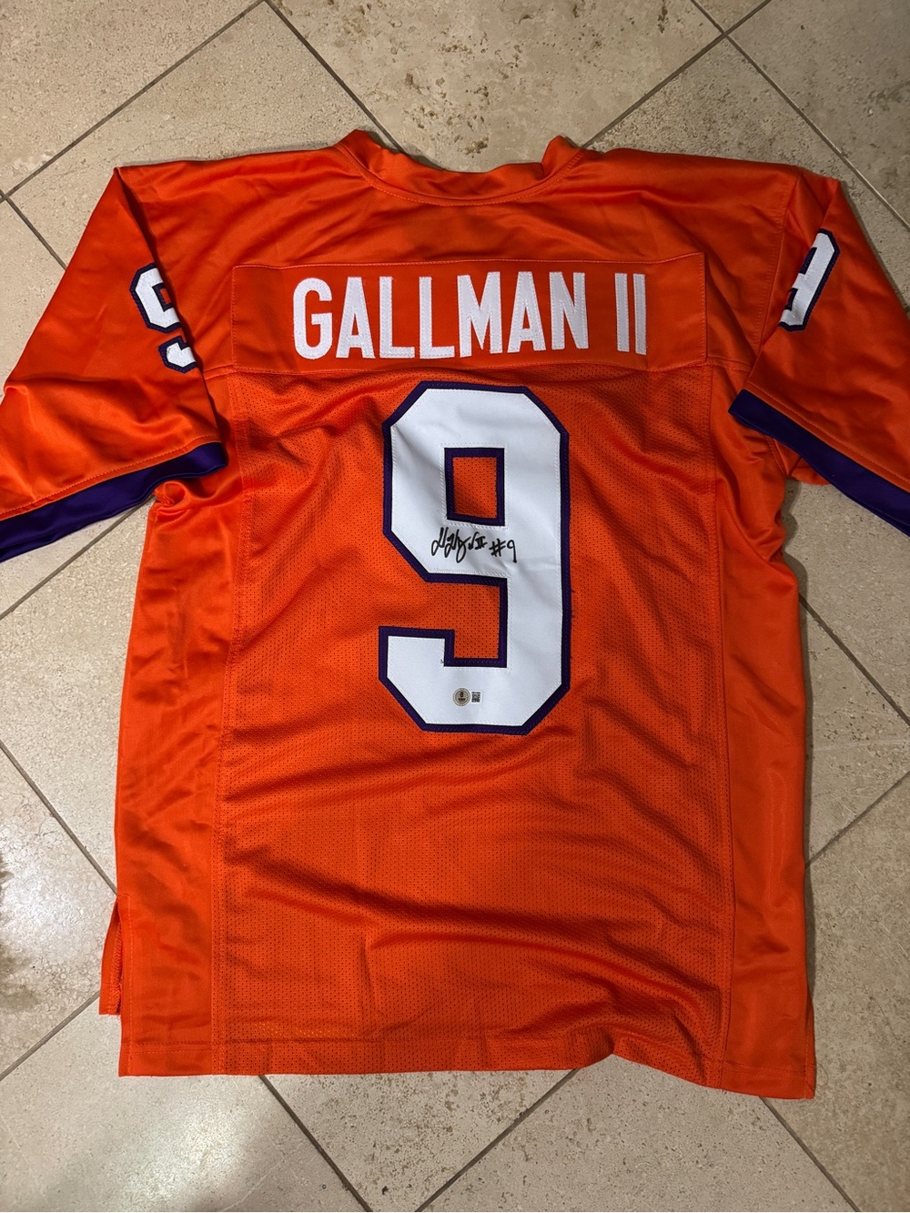 Gallman II #9 Orange Clemson Football Jersey - Autographed- Beckett Certified
